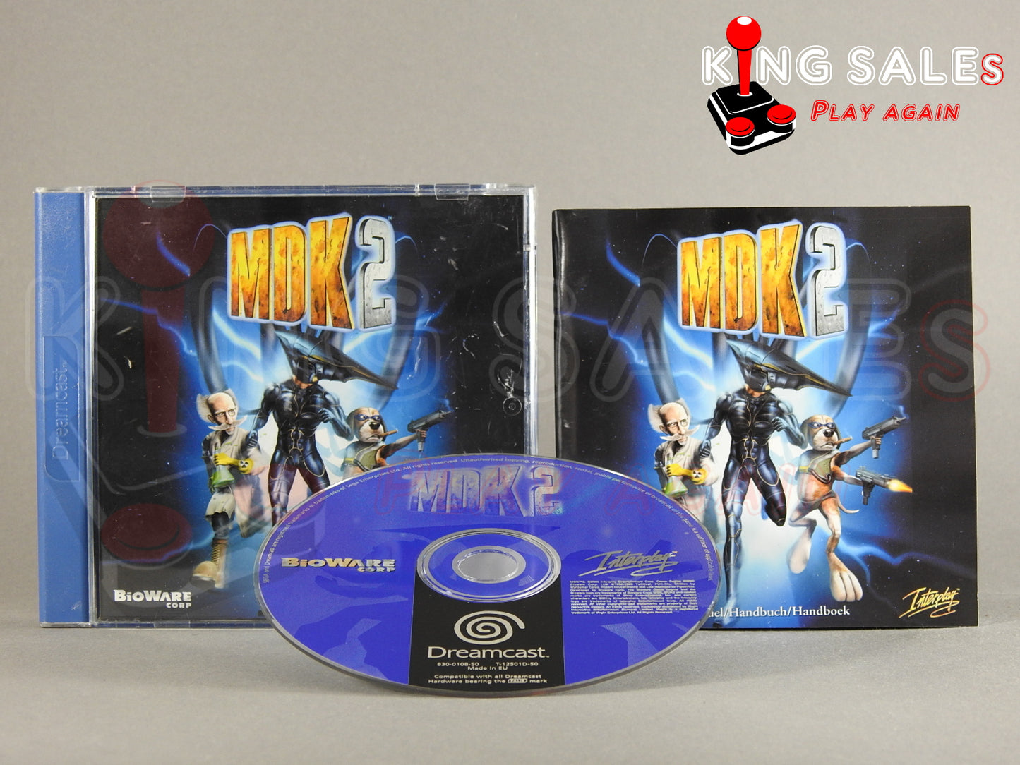 Sega Dreamcast Videospiel MDK 2 Hülle mit Anleitung und Disc