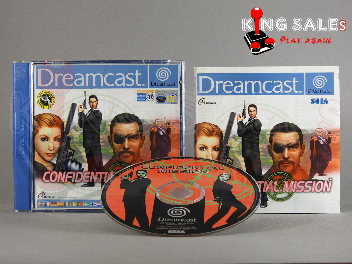 Sega Dreamcast Videospiel Confidential Mission Hülle mit Anleitung und Disc