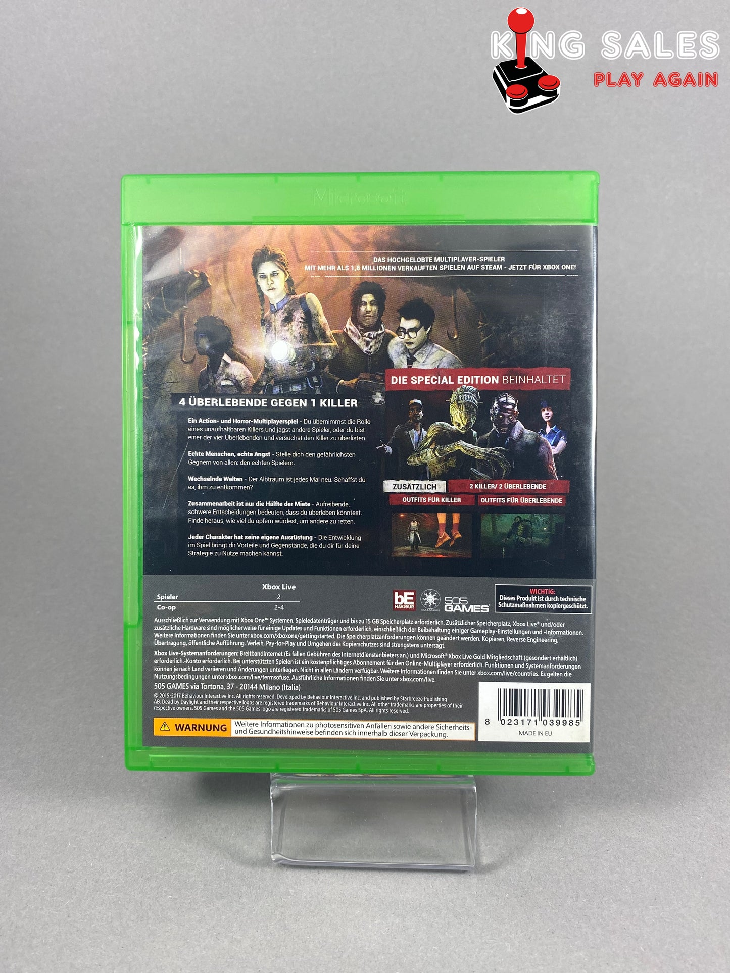 Xbox One Videospiel Dead by Daylight Cover von hinten