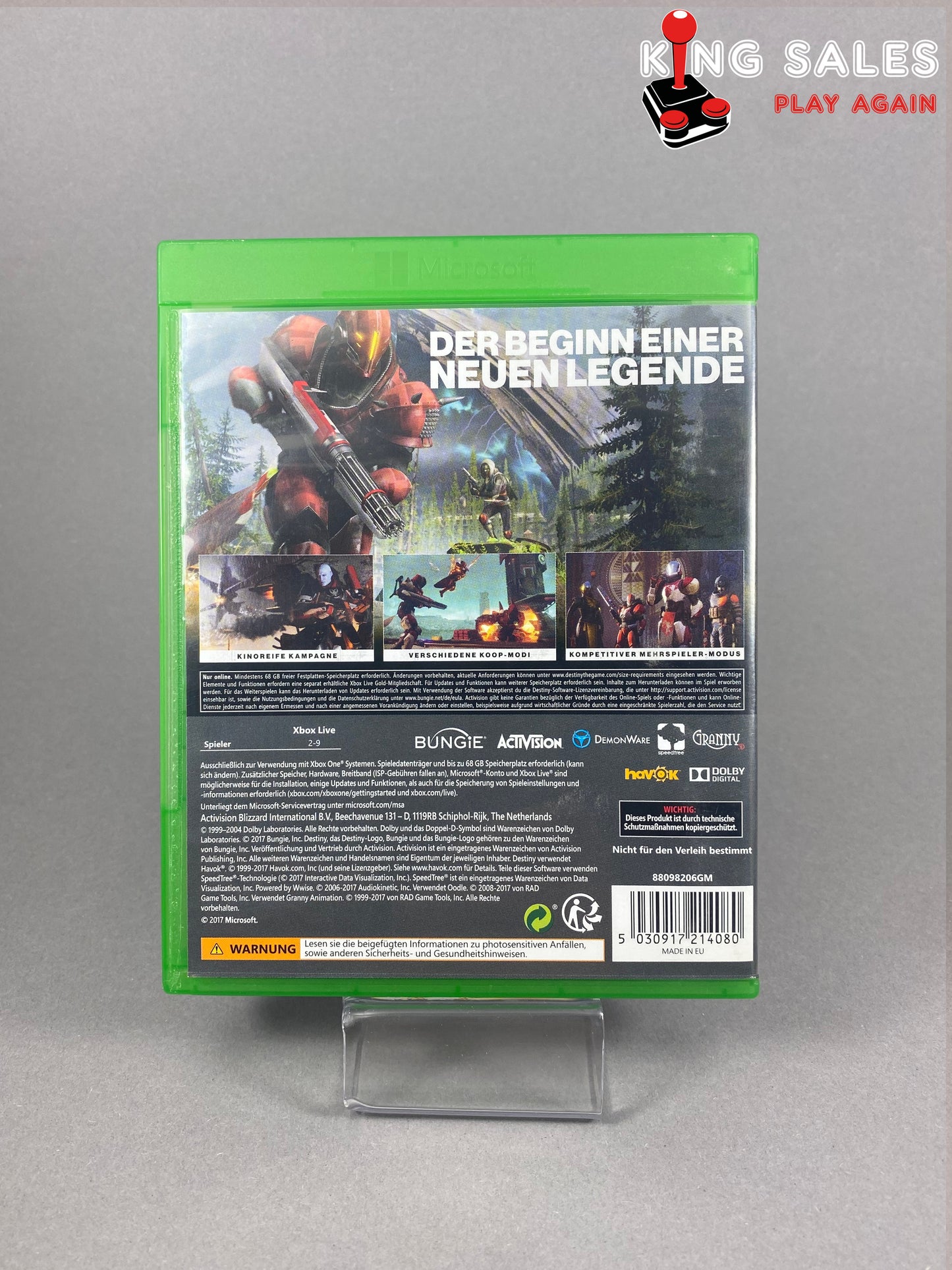 Xbox One Videospiel Destiny 2 Cover von hinten