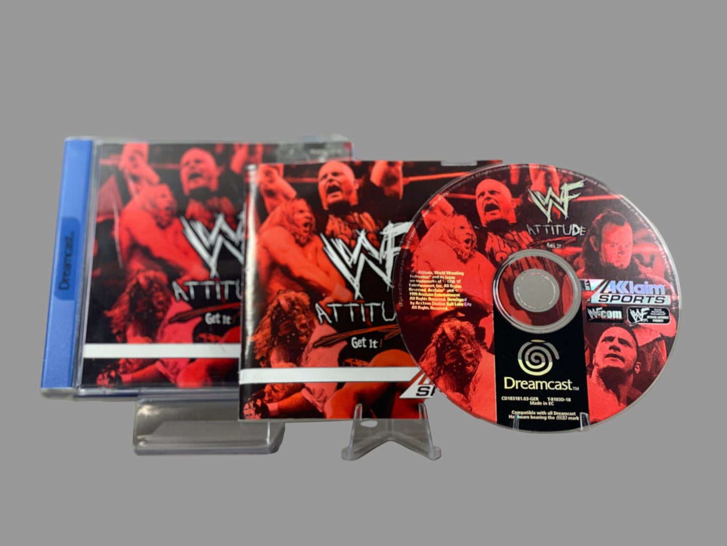 Sega Dreamcast Videospiel WWF Attitude Hülle mit Anleitung und Disc