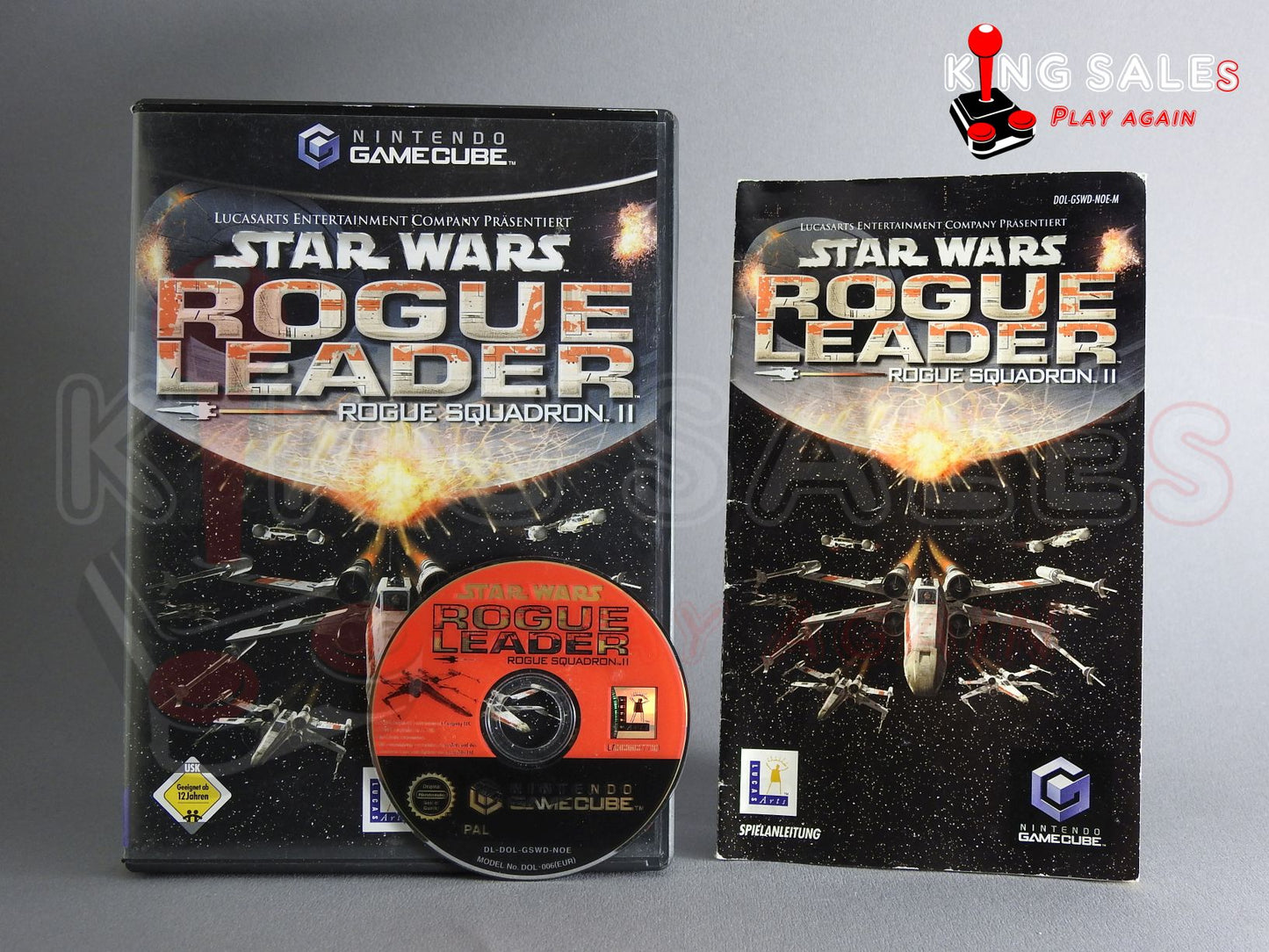 Gamecube Videospiel Star Wars Rogue Squadron II Rogue Leader Hülle mit Anleitung und Disc