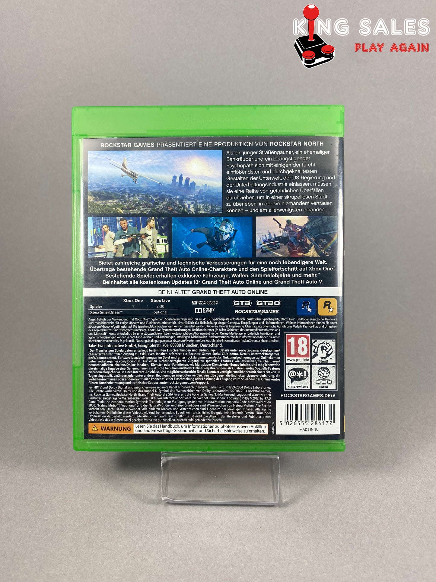 Xbox One Videospiel Grand Theft Auto V Cover von hinten