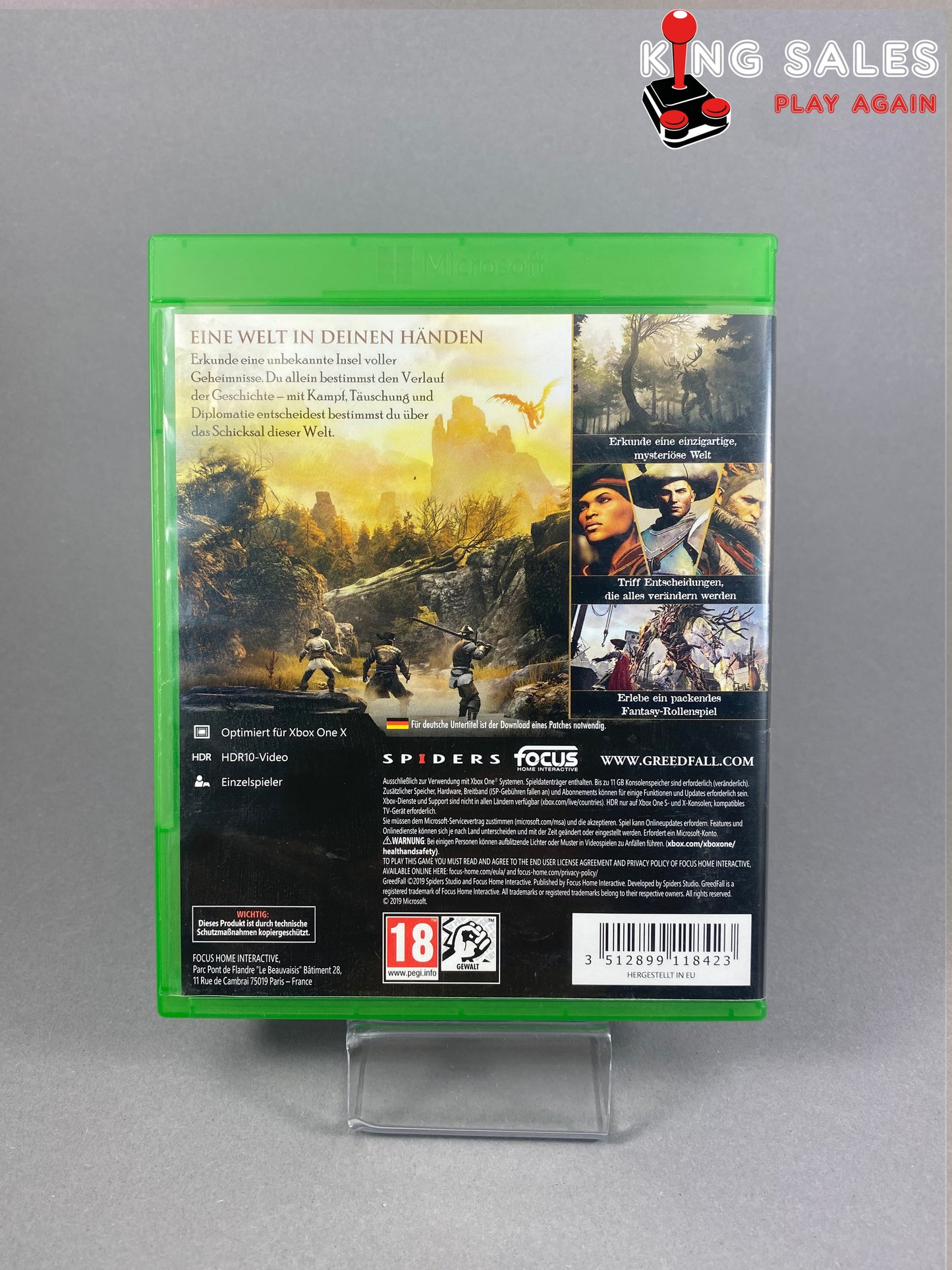 Xbox One Videospiel GreedFall Cover von hinten