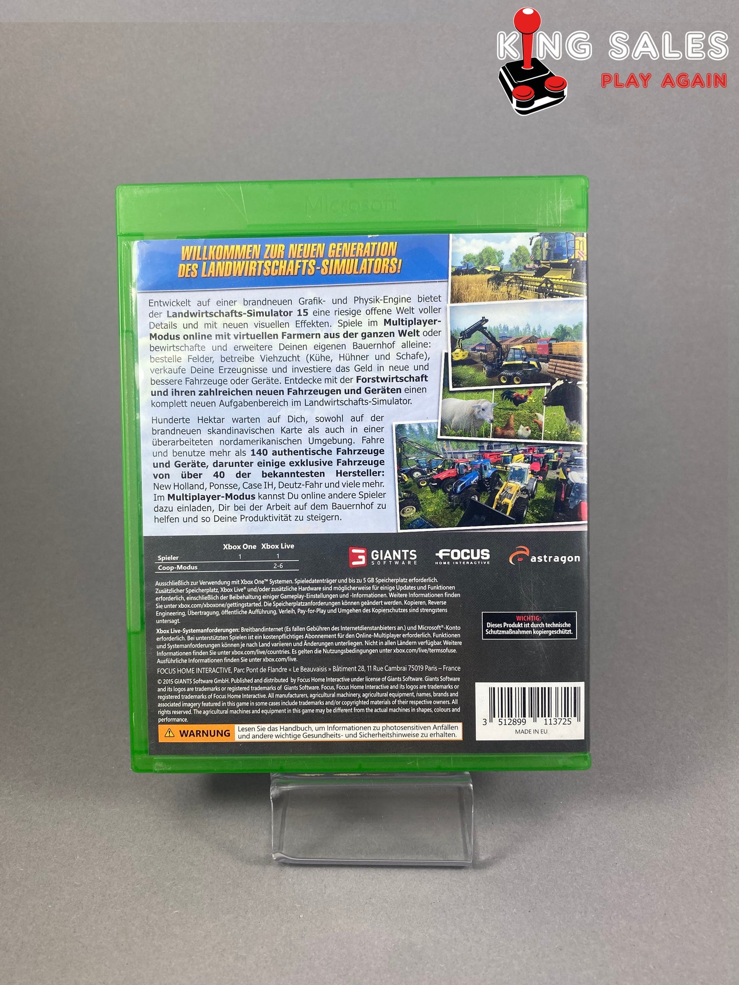 Xbox One Videospiel Landwirtschafts Simulator 15 Cover von hinten