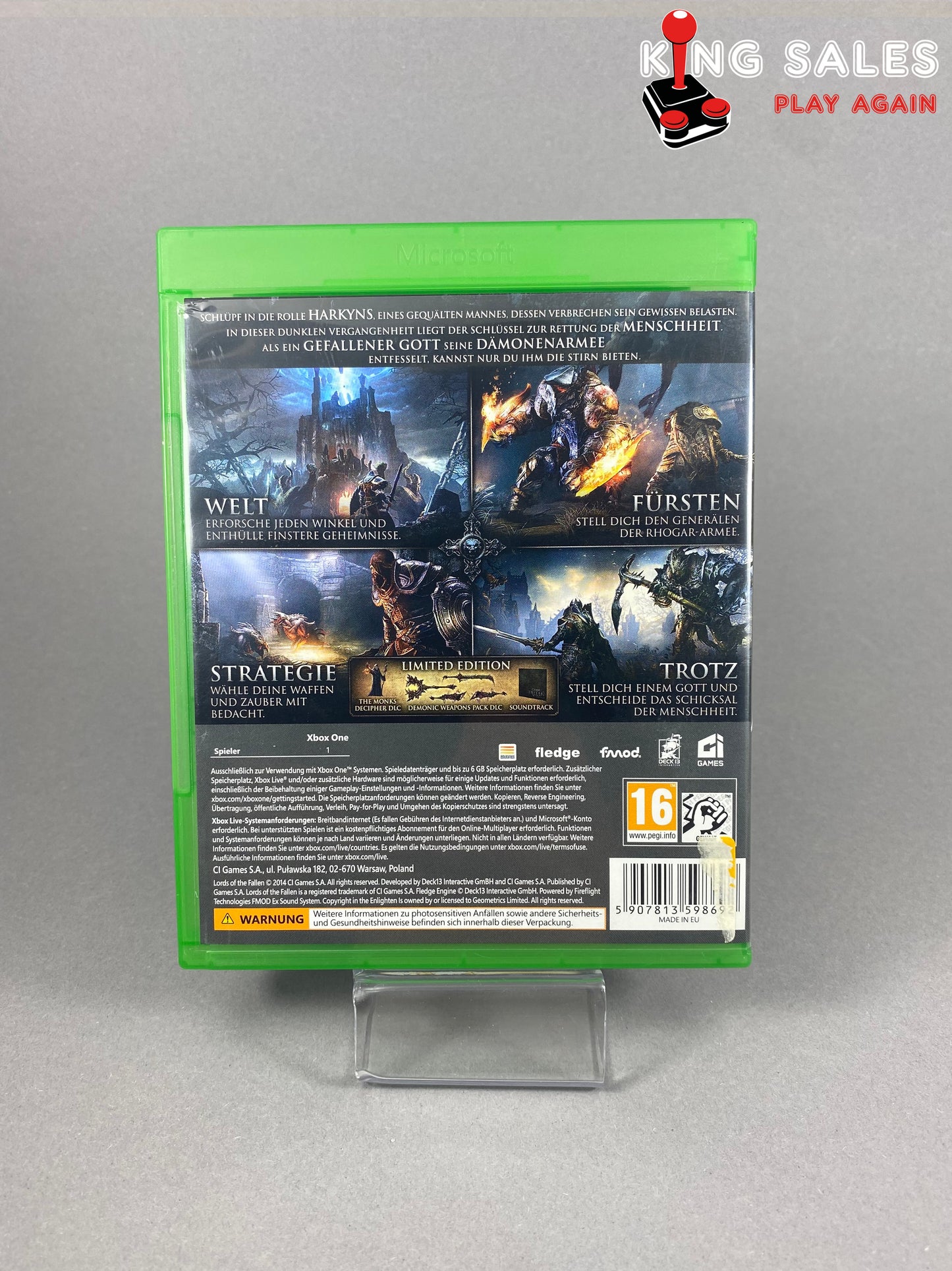 Xbox One Videospiel Lords of Fallen Cover von hinten