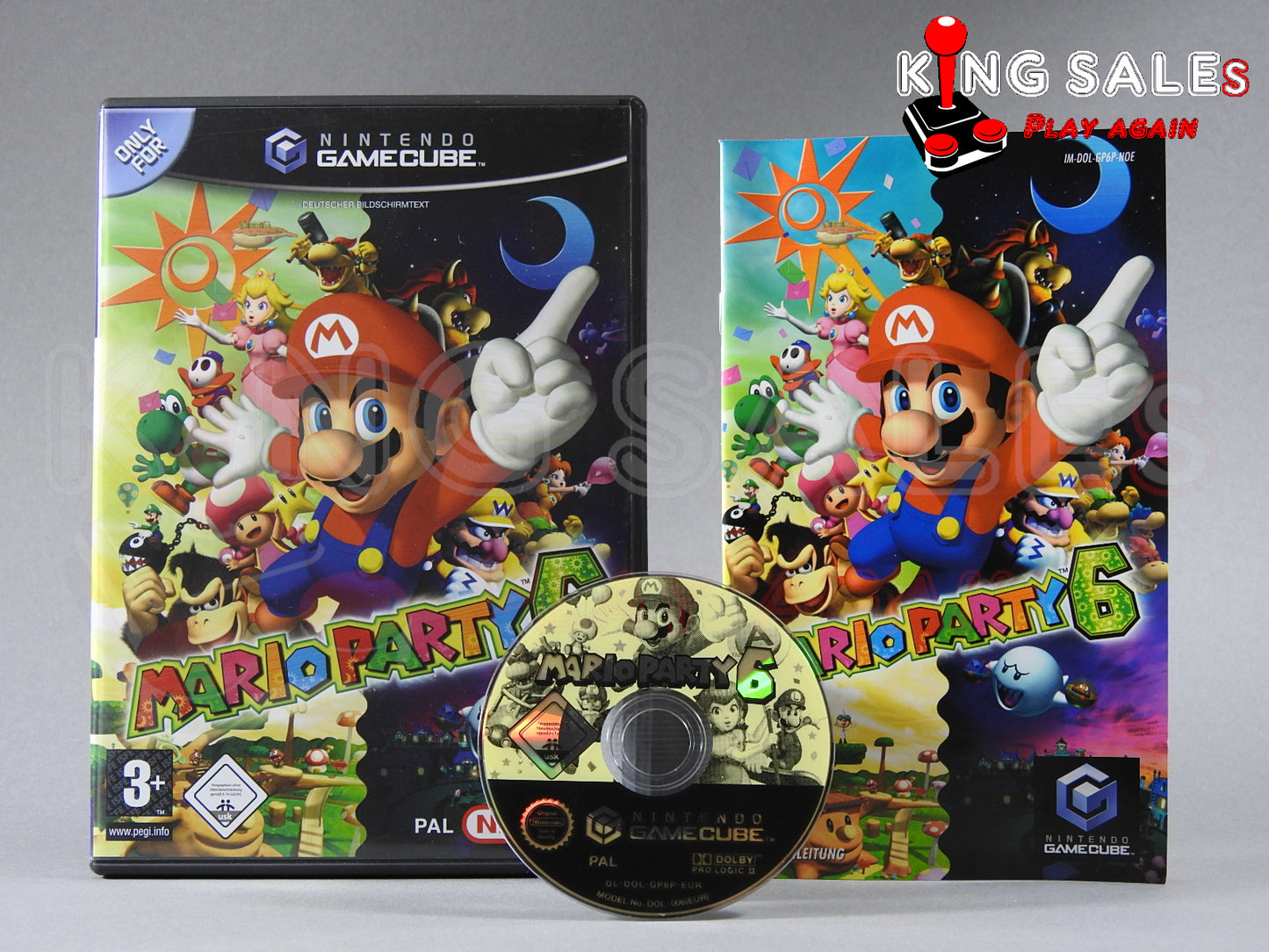 Gamecube Videospiel Mario Party 6 Hülle mit Anleitung und Disc