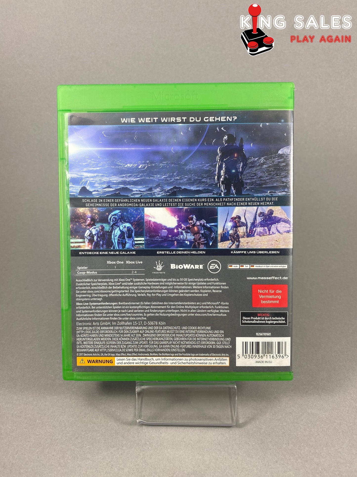 Xbox One Videospiel Mass Effect Andromeda Cover von hinten