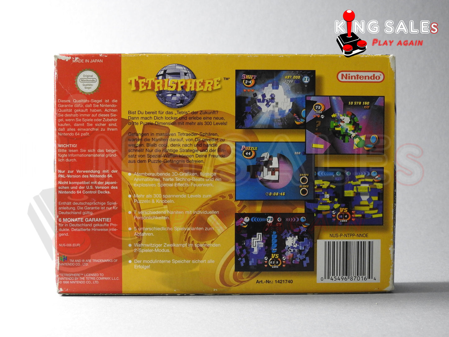 Nintendo 64 Videospiel Tetrisphere Originalverpackung von hinten