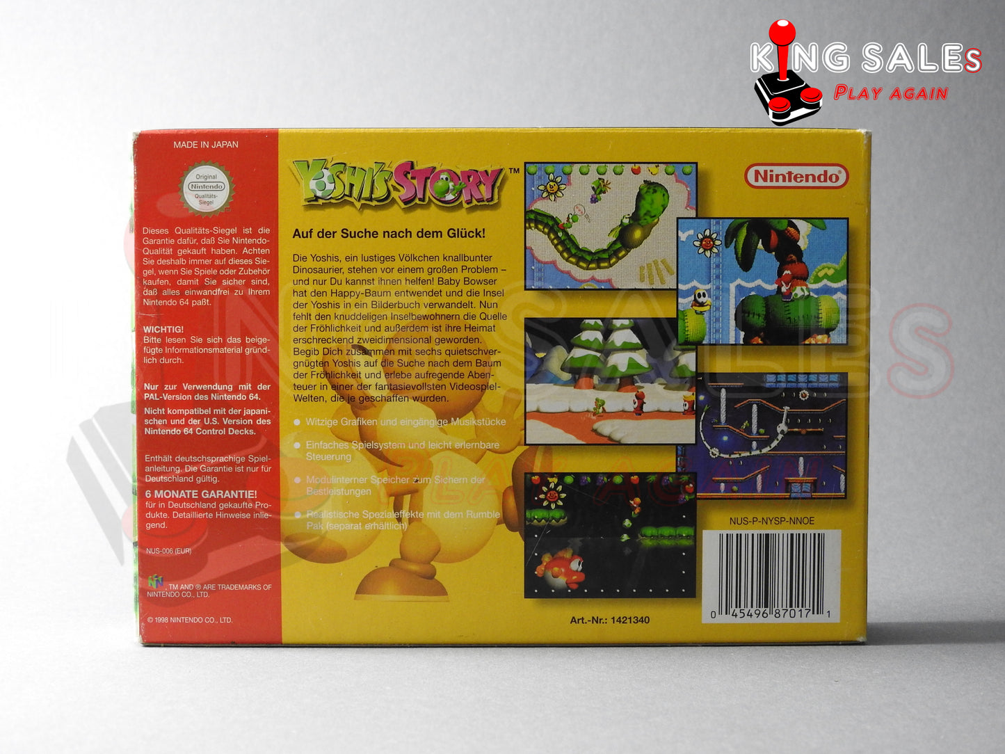 Nintendo 64 Videospiel Yoshis Story in Originalverpackung von hinten