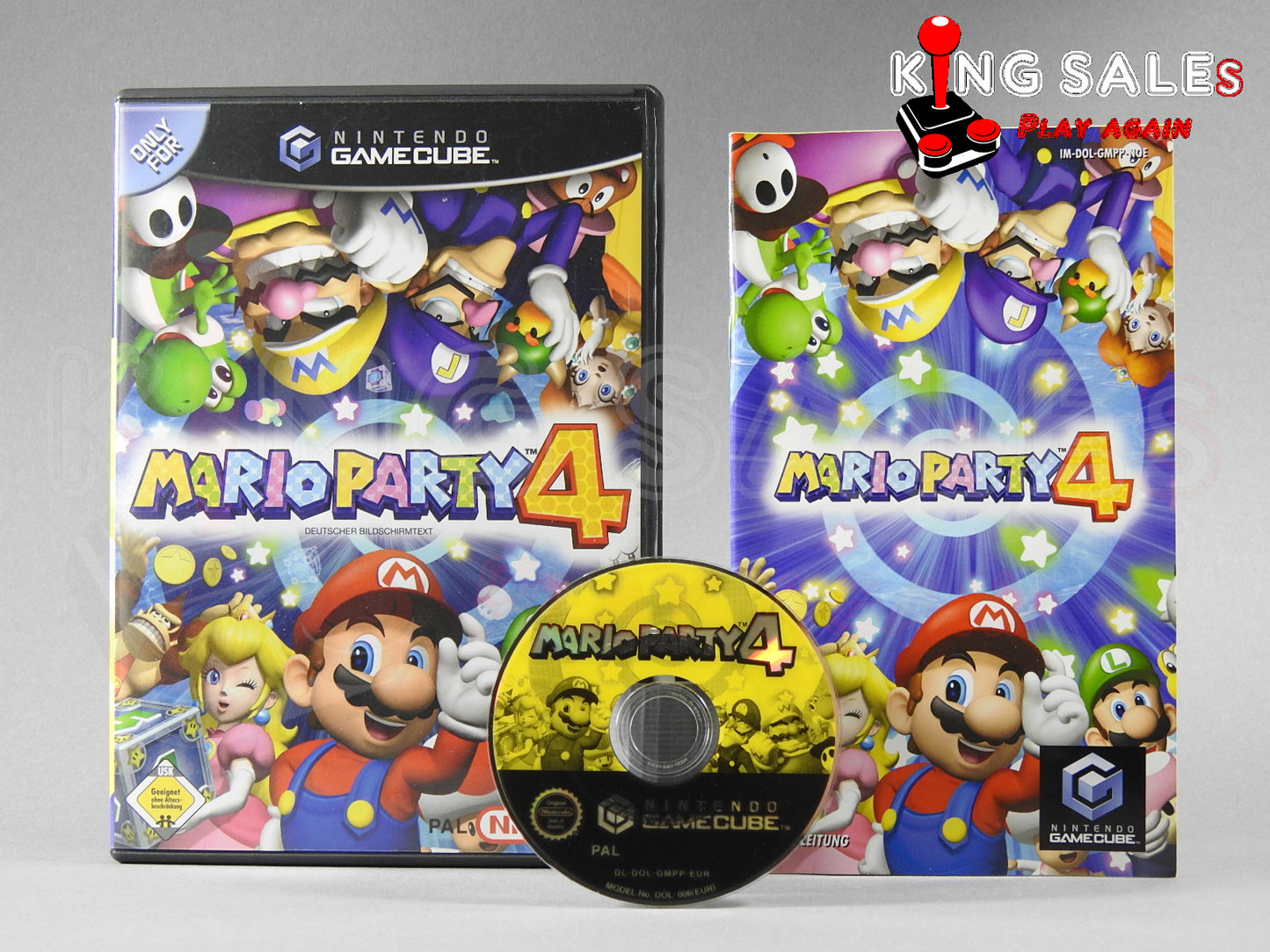 Nintendo Gamecube Videospiel Mario Party 4 Hülle mit Anleitung und Disc