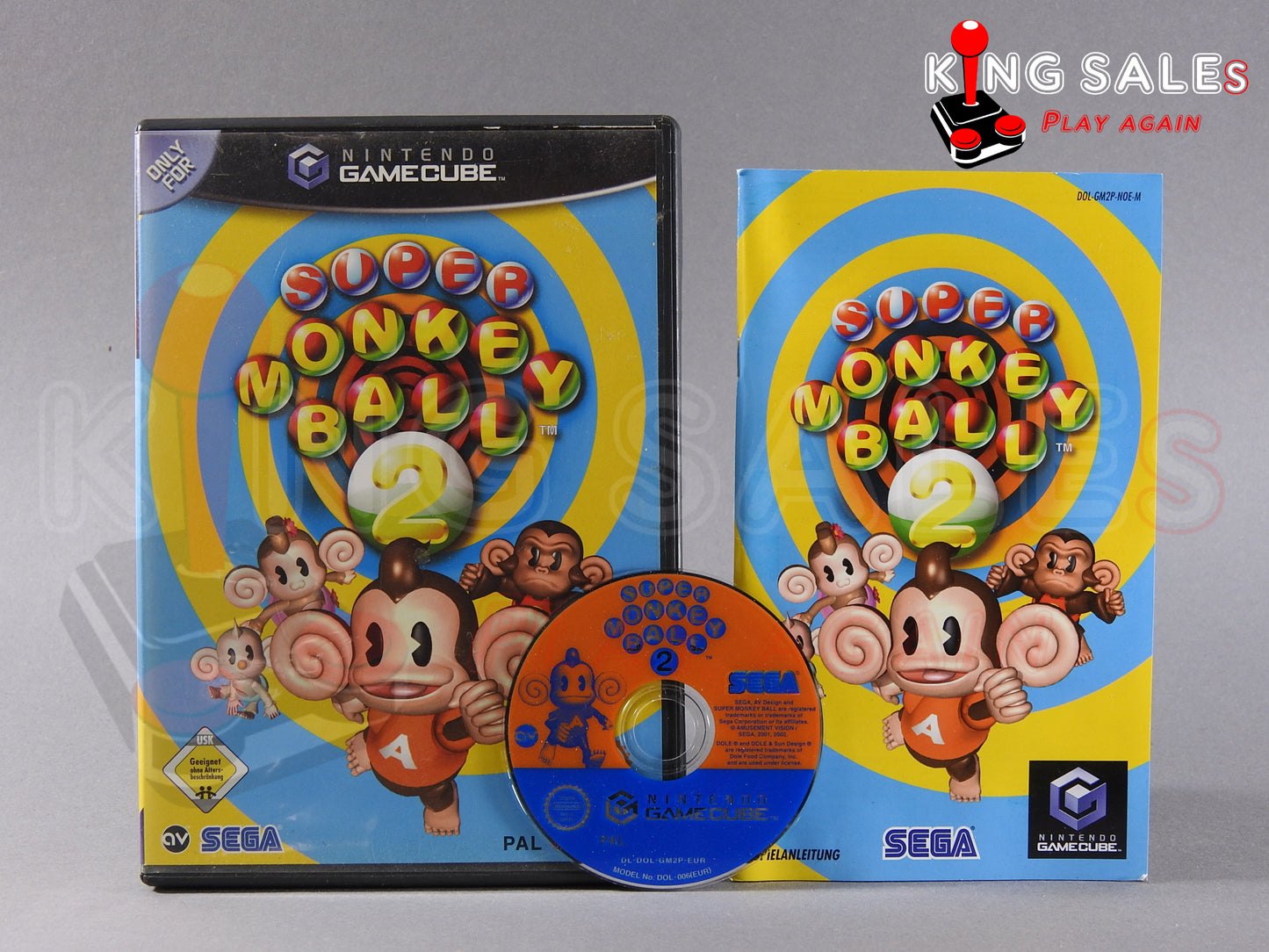 Nintendo Gamecube Videospiel Super Monkey Ball 2 Hülle mit Anleitung und Disc