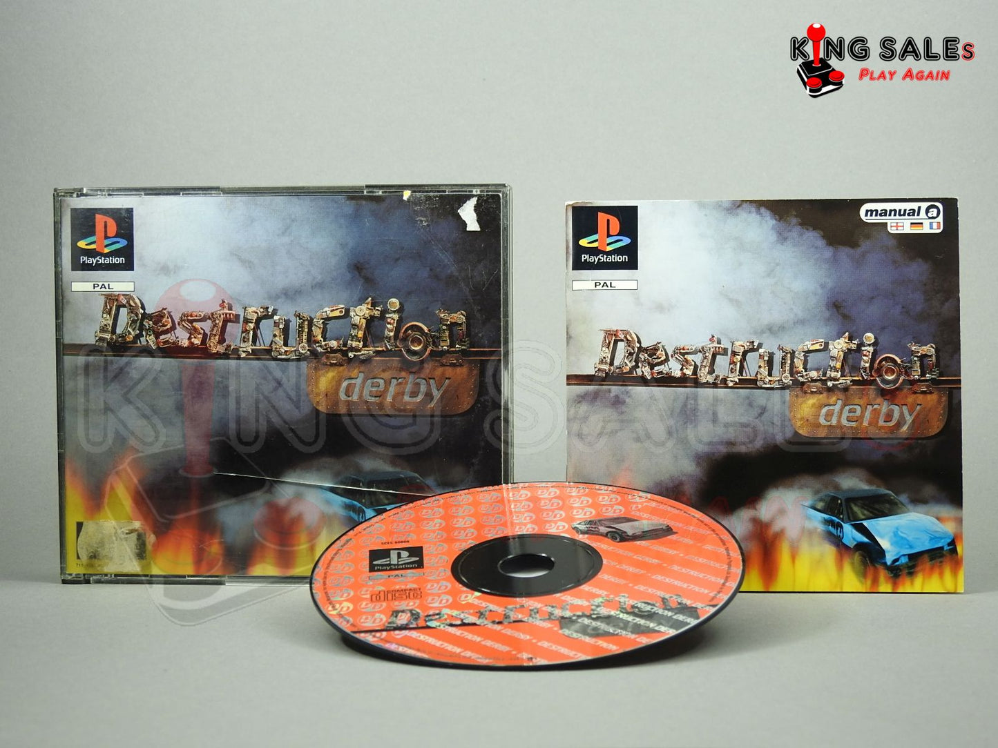 PlayStation Videospiel Destruction Derby Hülle mit Anleitung und Disc