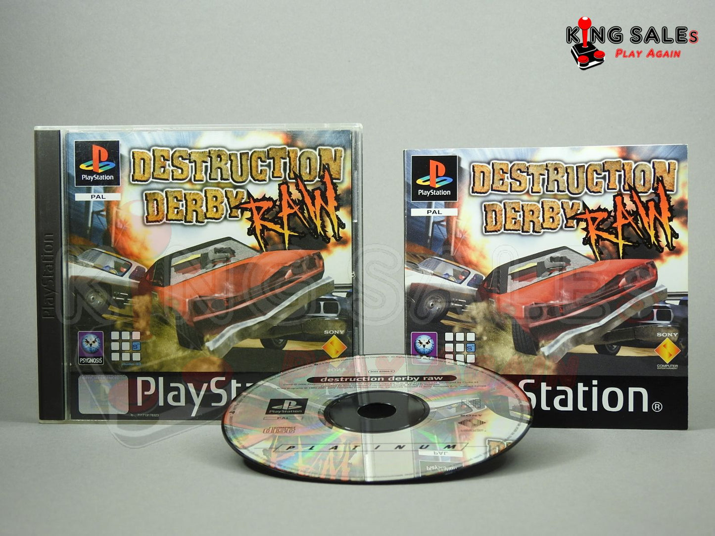 PlayStation Videospiel Destruction Derby Raw Hülle mit Anleitung und Disc