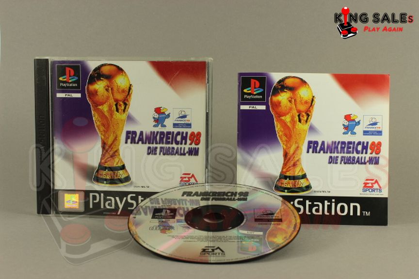 PlayStation Videospiel Fussball WM FRankreich 98 Hülle mit Anleitung und Disc