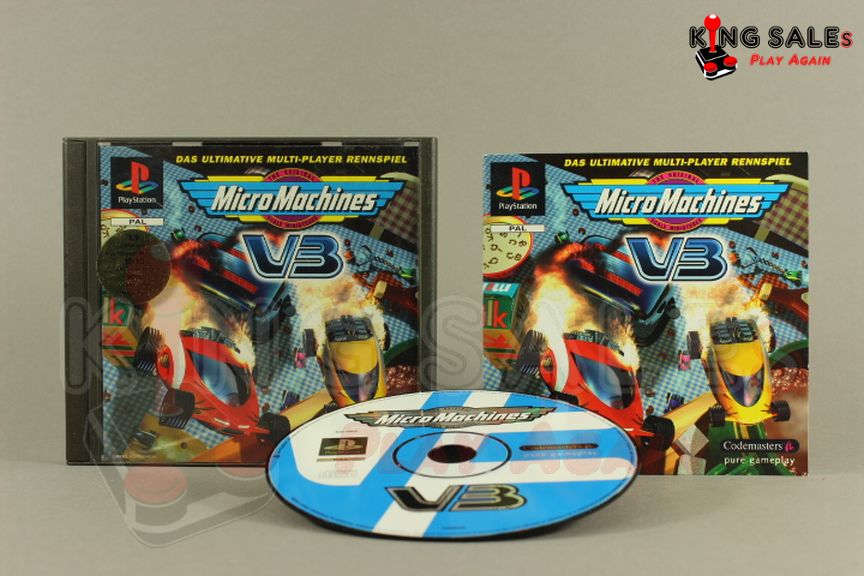 PlayStation Videospiel Micro Machines V3 Hülle mit Anleitung und Disc