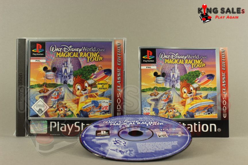 PlayStation Videospiel Walt Disney World Quest Magical Racing Tour Eidos Classics Hülle mit Anleitung und Disc