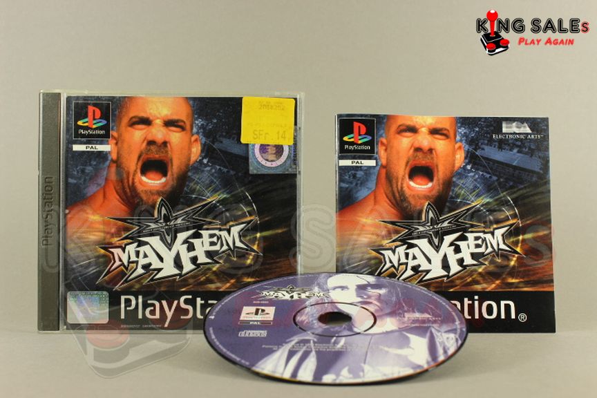 PlayStation Videospiel WCW Mayhem Hülle mit Anleitung und Disc