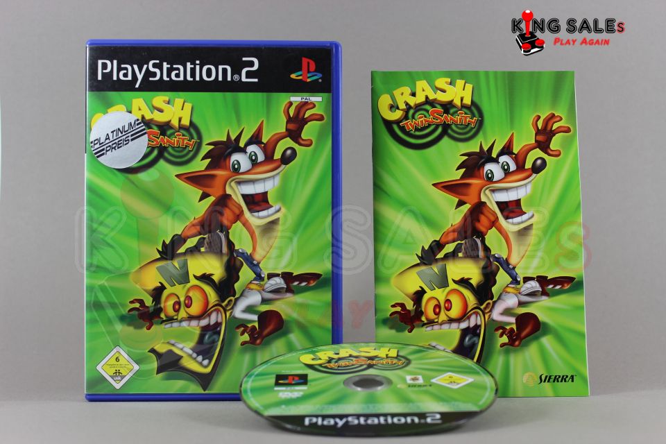 PlayStation 2 Videospiel Crash Twinsanity Hülle mit Anleitung und Disc