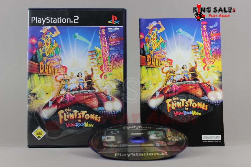 PlayStation 2 Videospiel Die Flintstones in Viva Rock Vegas Hülle mit Anleitung und Disc