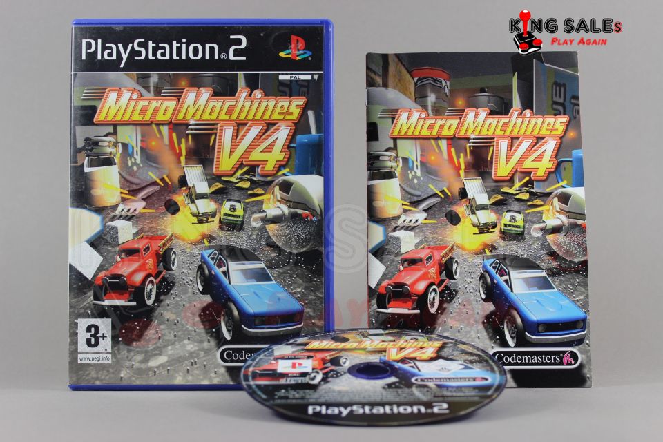 PlayStation 2 Videospiel Micro Machines V4 Hülle mit Anleitung und Disc