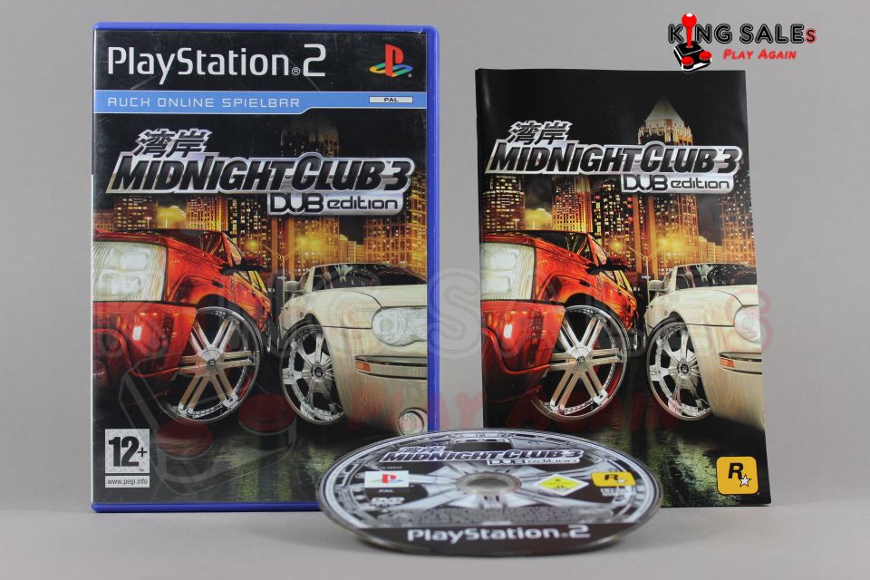 PlayStation 2 Videospiel Midnight Club 3 DUB Edition Hülle mit Anleitung und Disc