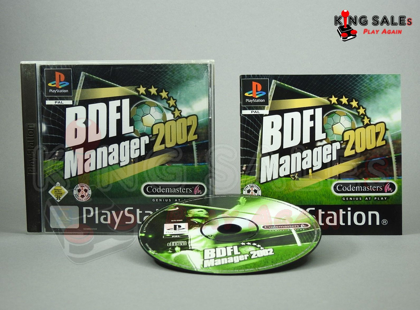 PlayStation Videospiel BDFL Manager 2002 Hülle mit Anleitung und Disc