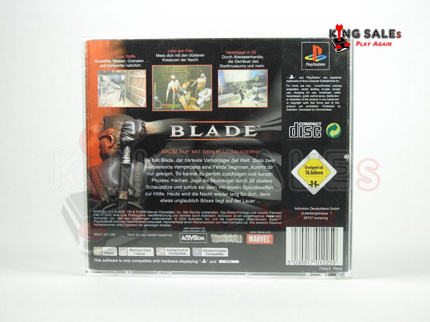 PlayStation Videospiel Blade Cover von hinten