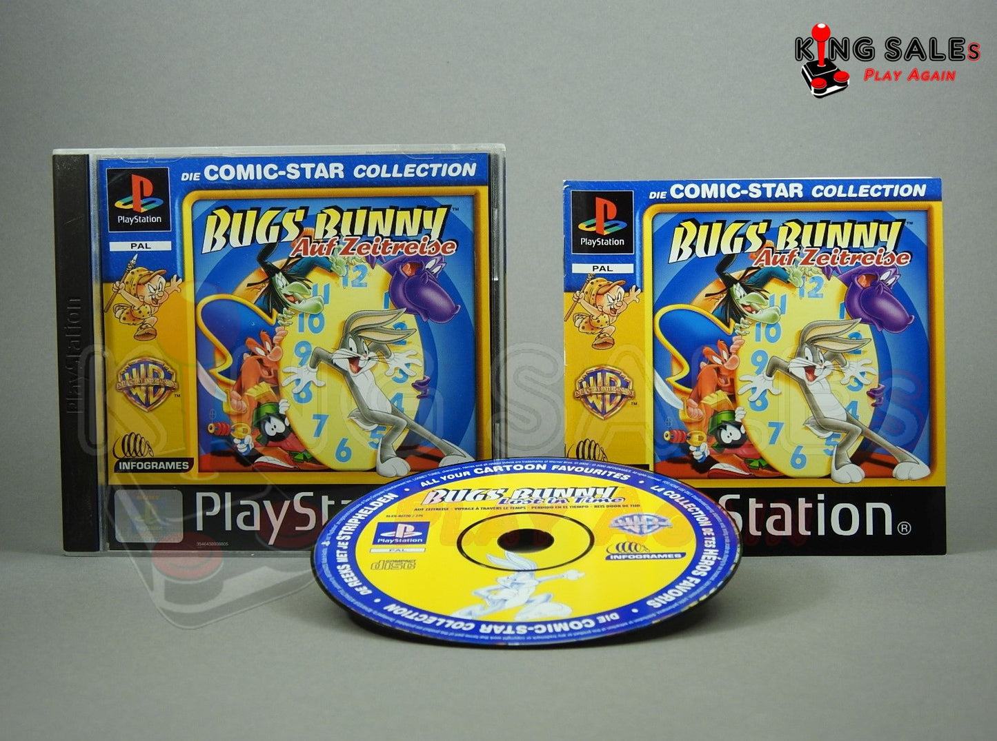 PlayStation Videospiel Bugs Bunny auf Zeitreise Hülle mit Anleitung und Disc