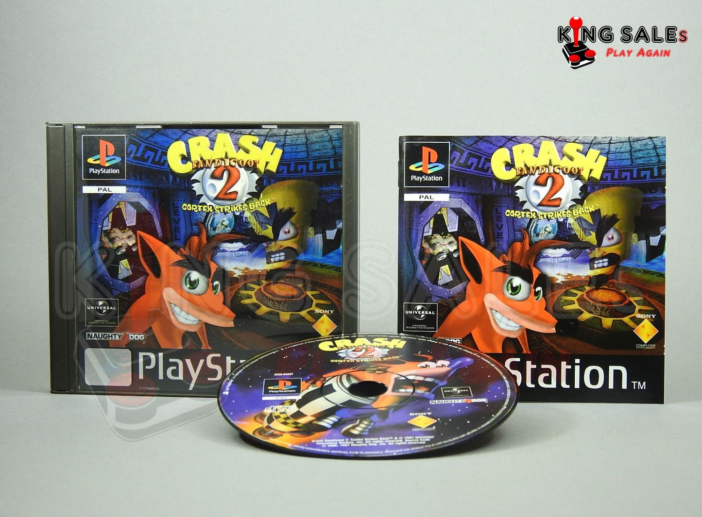 PlayStation 1 Videospiel Crash Bandicoot 2 Hülle mit Anleitung und Disc