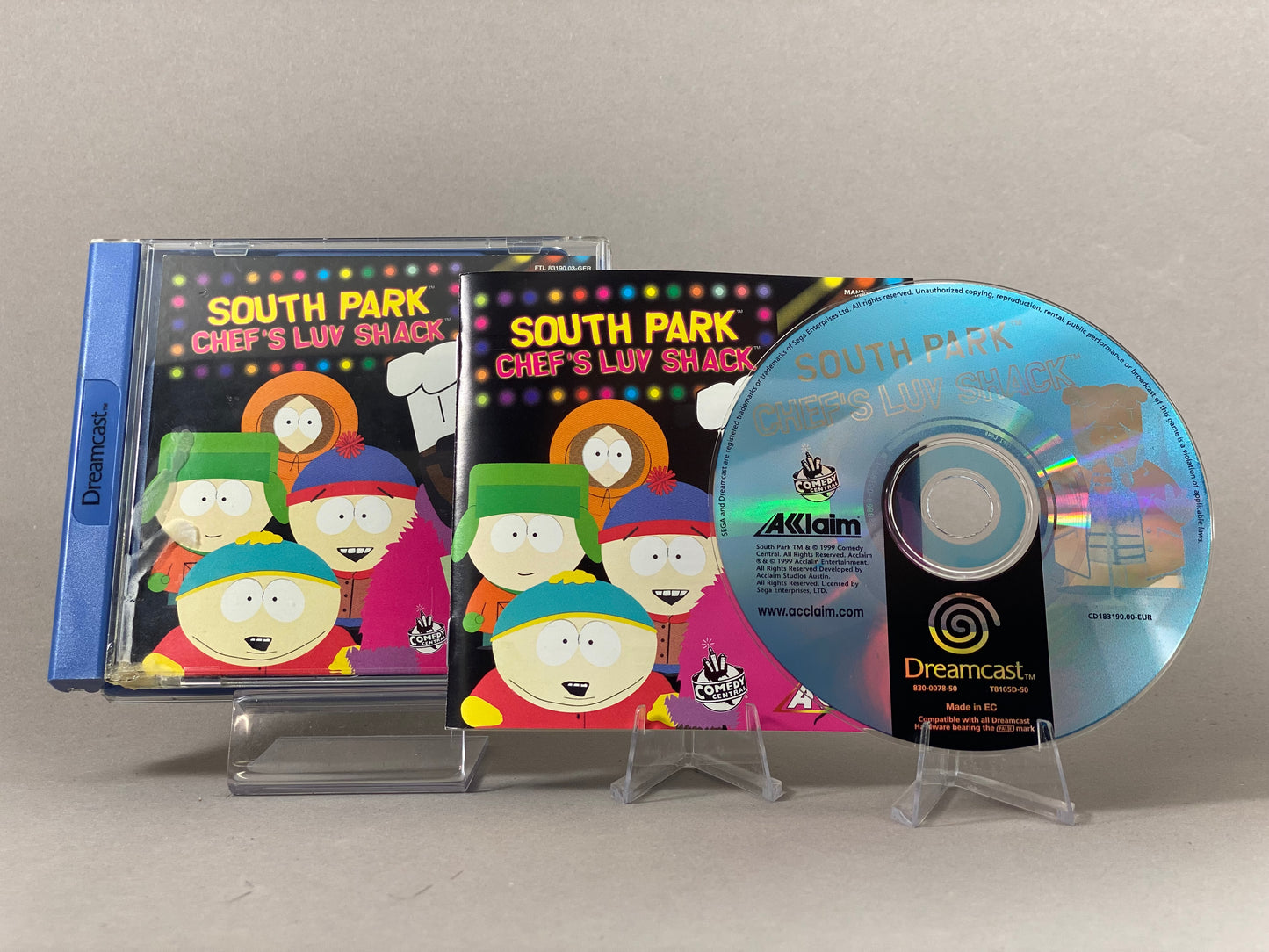 Sega Dreamcast Videospiel South Park Chefs Luv Shack Hülle mit Anleitung und Disc