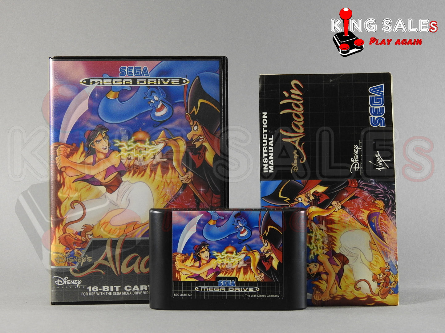 Sega Mega Drive Videospiel Aladdin Hülle mit Anleitung und Modul