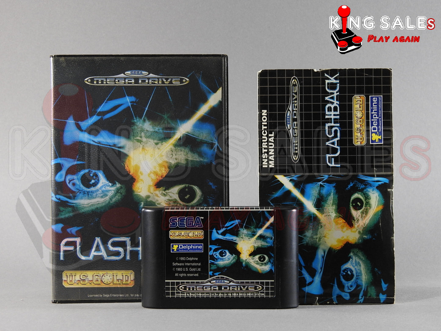 Sega Mega Drive Videospiel Flashback Hülle mit Anleitung und Modul