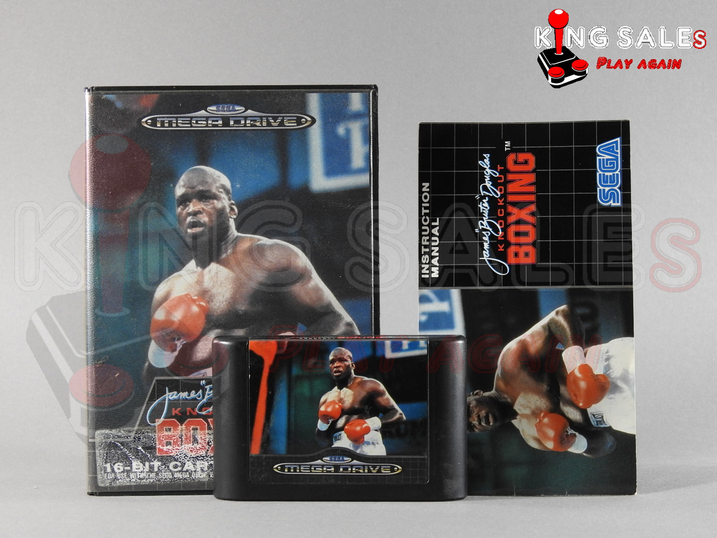 Sega Mega Drive Videospiel James Buster Douglas Knockout Boxing Hülle mit Anleitung und Modul