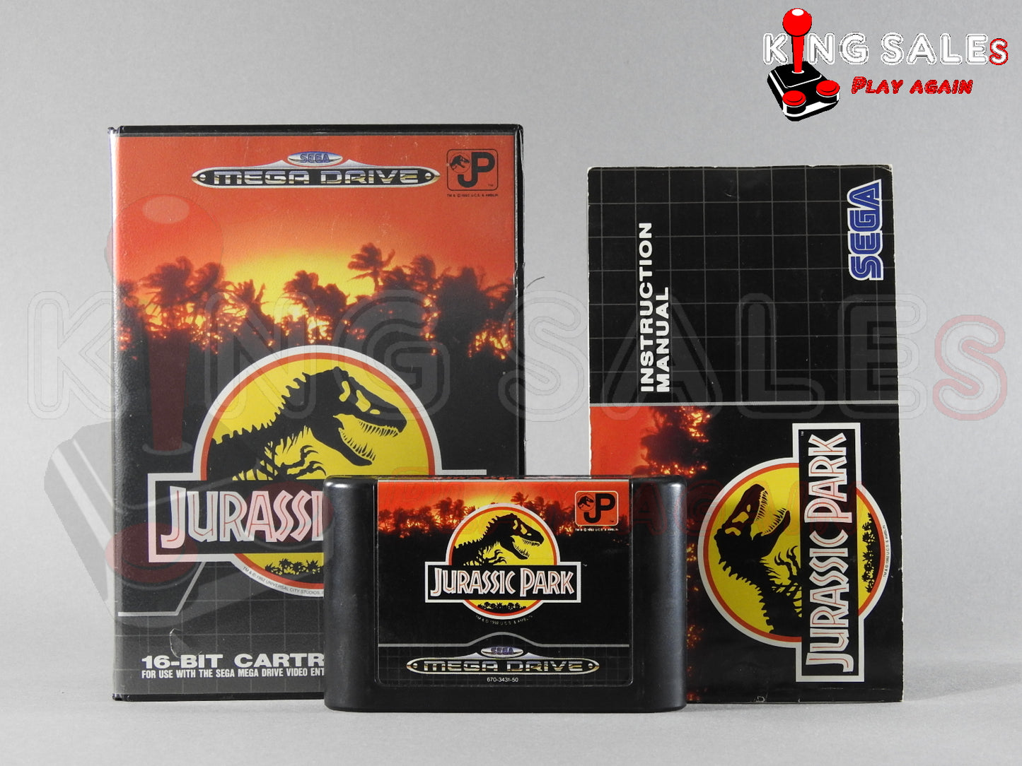 Sega Mega Drive Videospiel Jurassic Park Hülle mit Anleitung und Modul