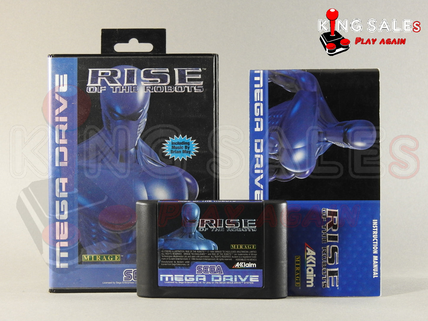Sega Mega Drive Videospiel Rise of the Robots Hülle mit Anleitung und Modul