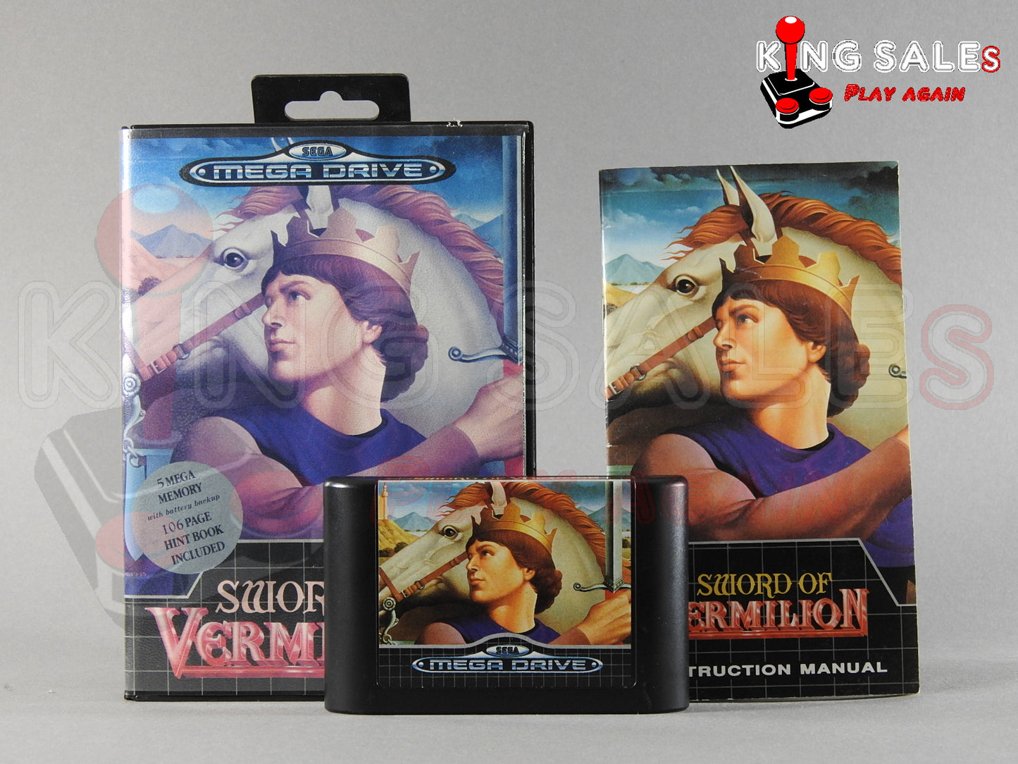 Sega Mega Drive Videospiel Sword of Vermilion Hülle mit Anleitung und Modul