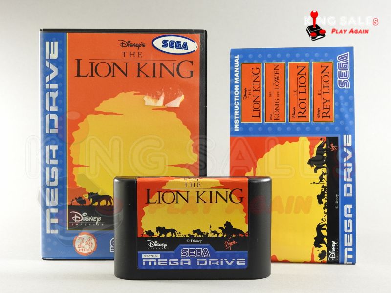Sega Mega Drive Videospiel The Lion King Hülle mit Anleitung und Modul