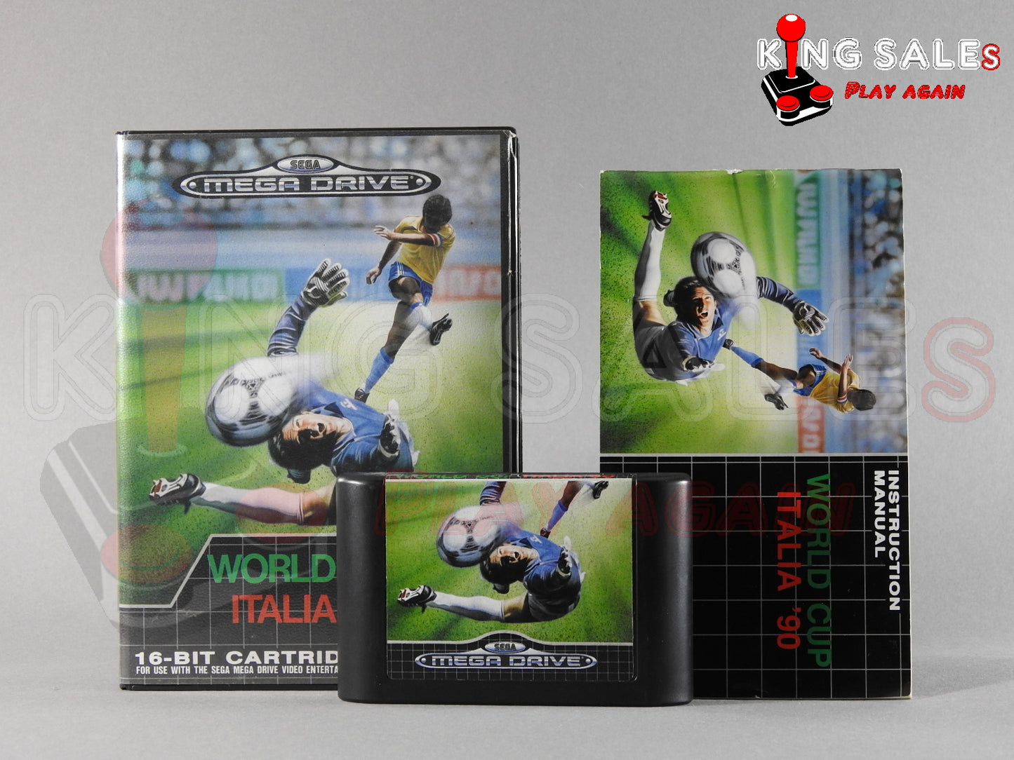 Sega Mega Drive Videospiel World Cup Italia 90 Hülle mit Anleitung und Modul