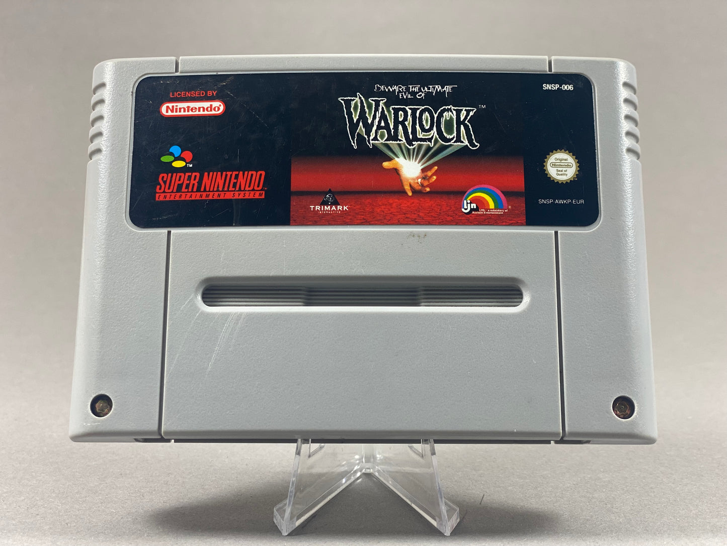 Super Nintendo Videospiel Beware the ultimate Evil of Warlock Modul von vorne