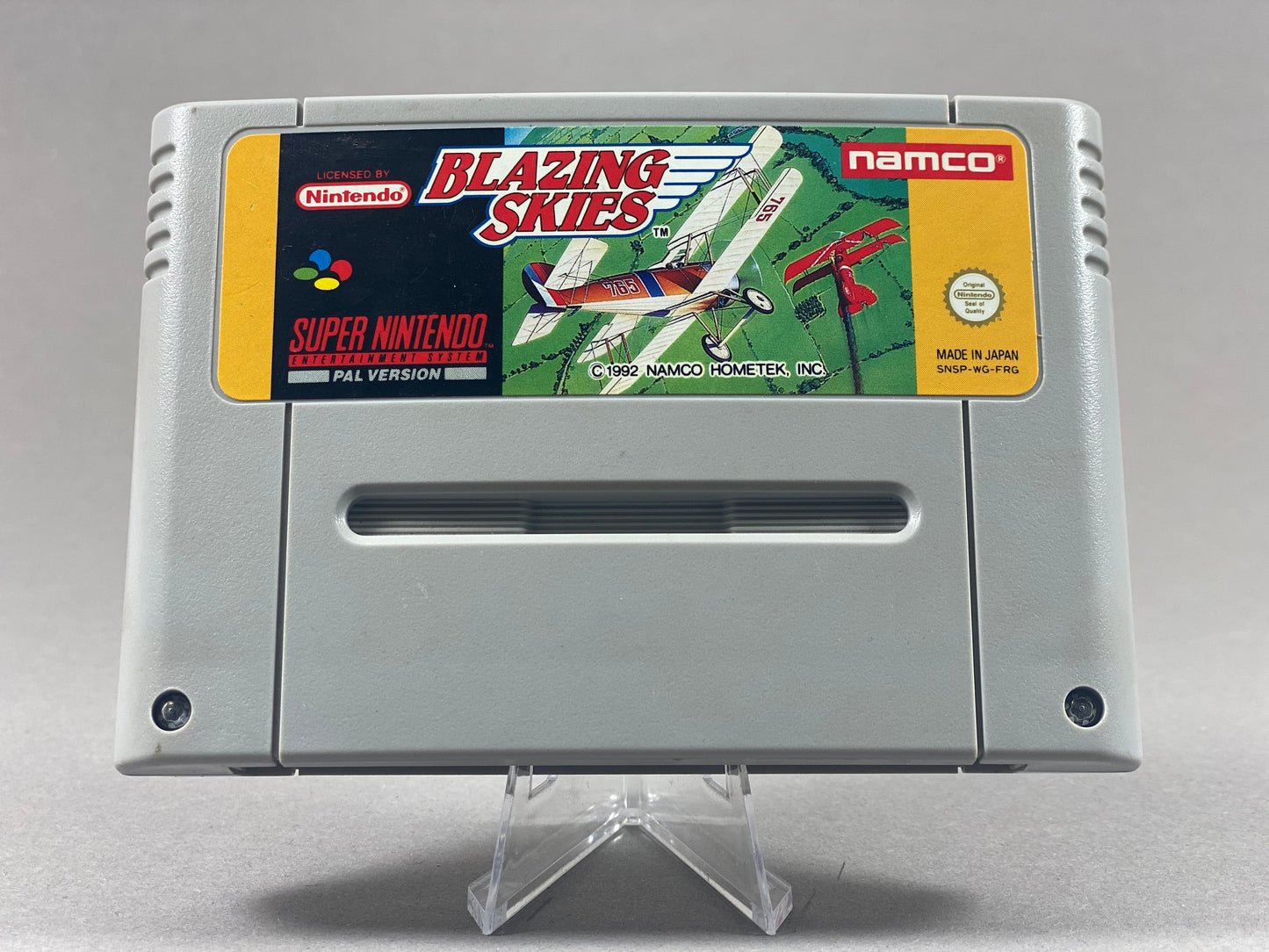 Super Nintendo Videospiel Blazing Skies Modul von vorne
