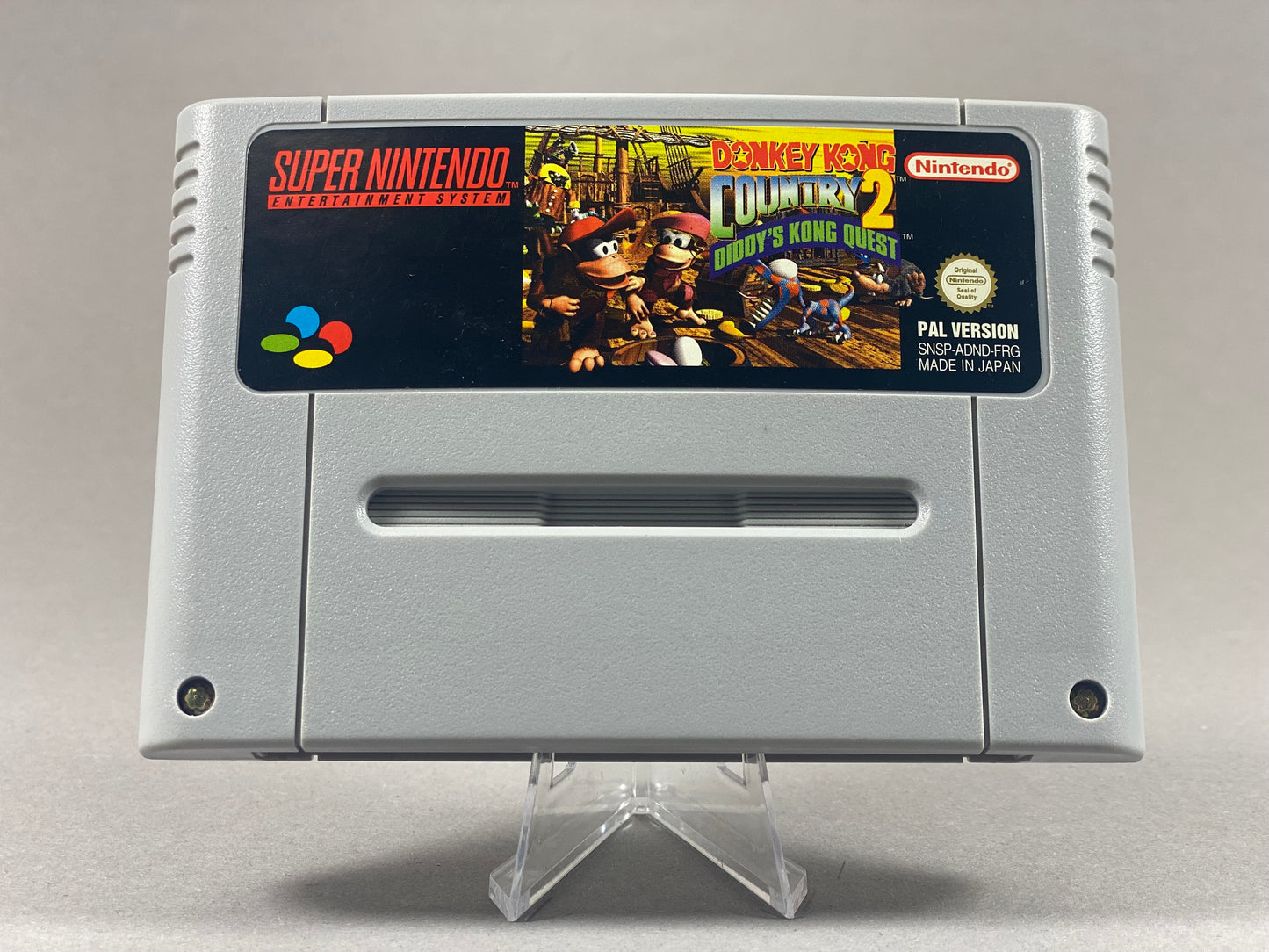 Super Nintendo Videospiel Donkey Kong Country 2 Modul von vorne