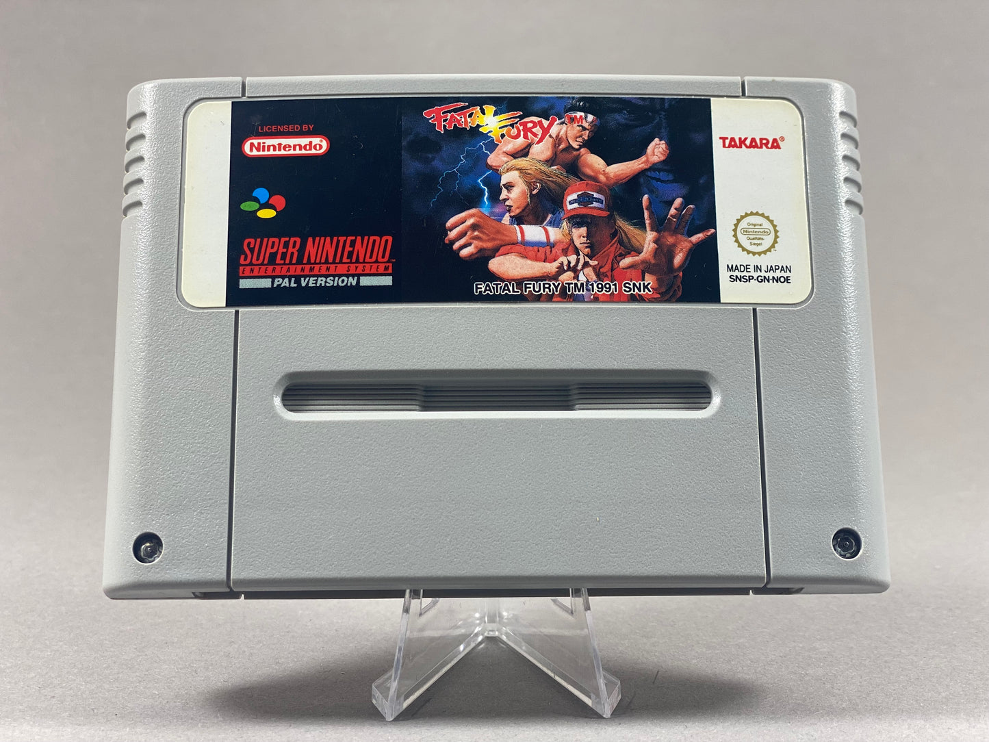 Super Nintendo Videospiel Fatal Fury Modul von vorne