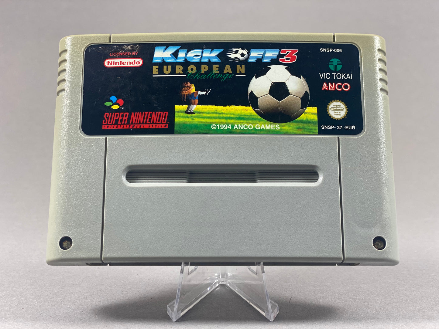 Super Nintendo Videospiel Kick Off 3 European Challenge Modul von vorne