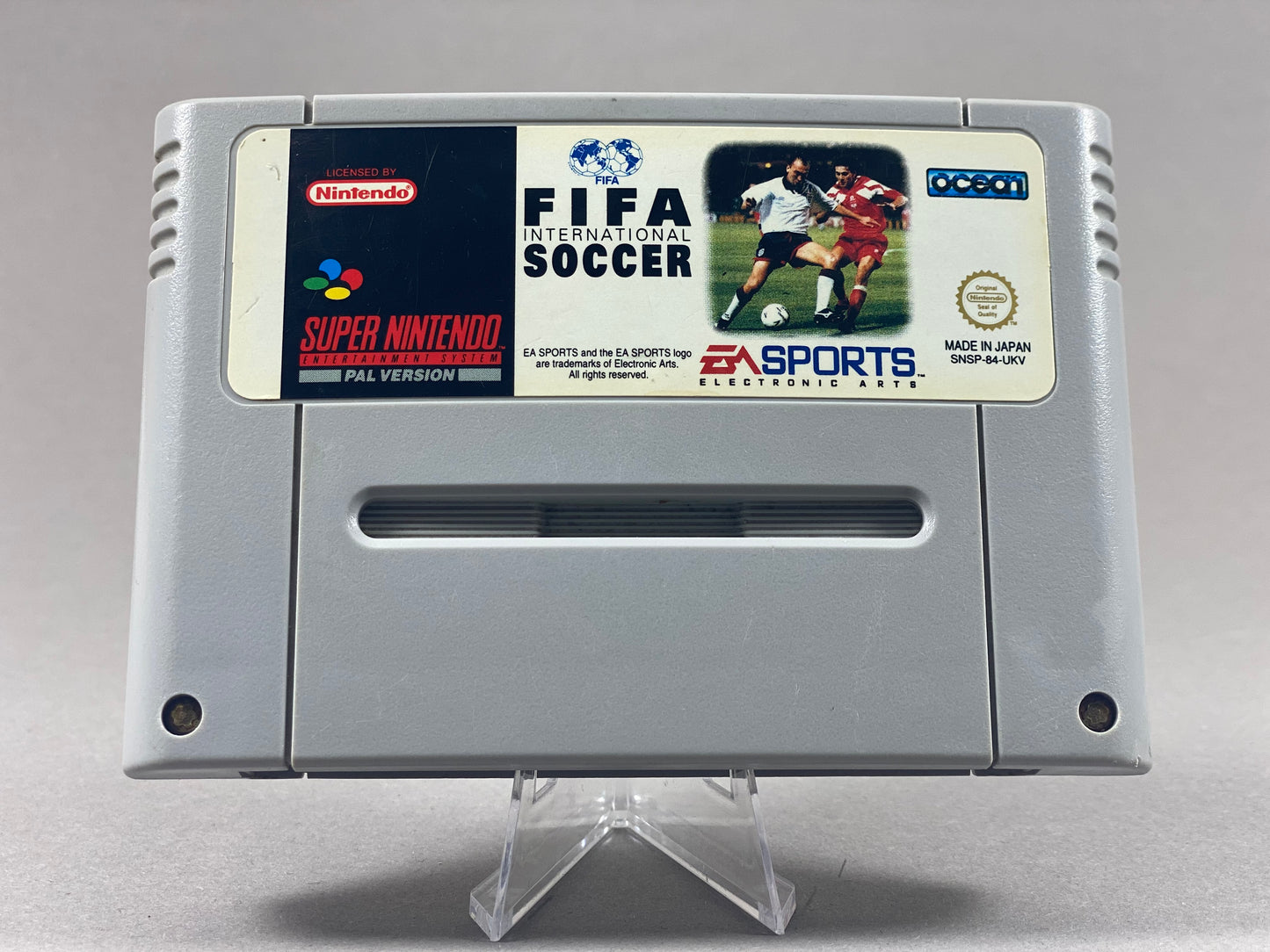 Super Nintendo Videospiel FIFA International Soccer Modul von vorne