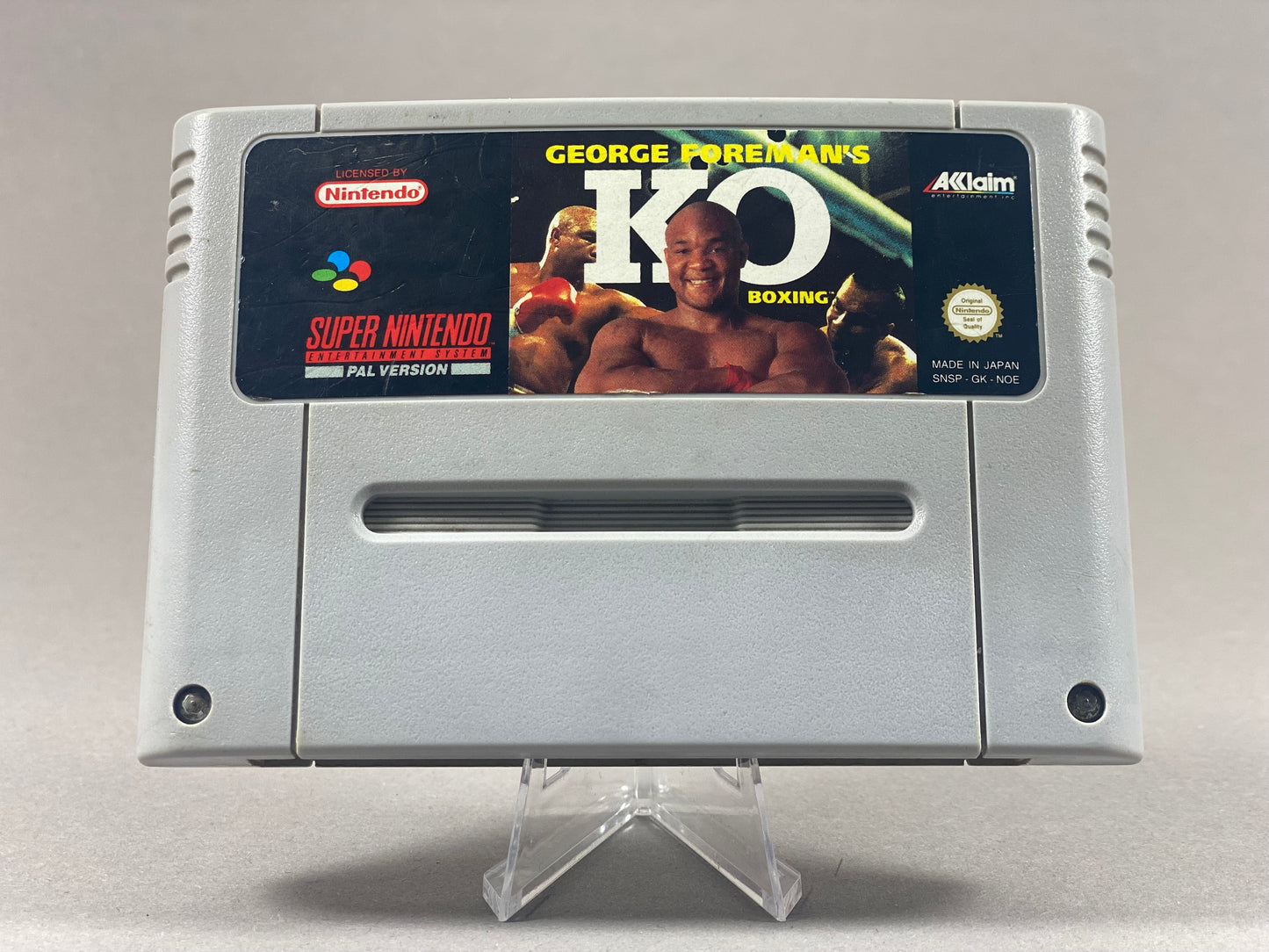 Super Nintendo Videospiel George Formans KO Boxing Modul von vorne