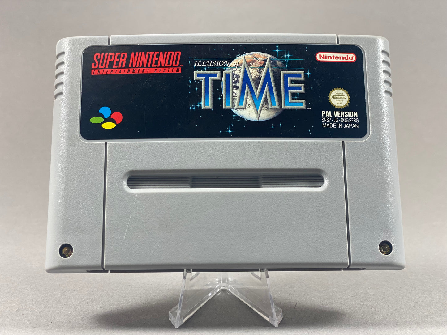 Super Nintendo Videospiel Illusion of Time Modul von vorne