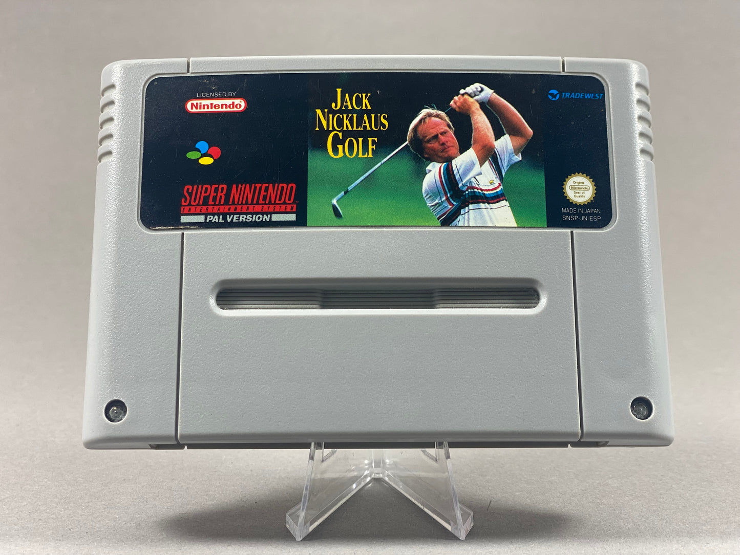 Super Nintendo Videospiel Jack Nicklaus Golf Modul von vorne