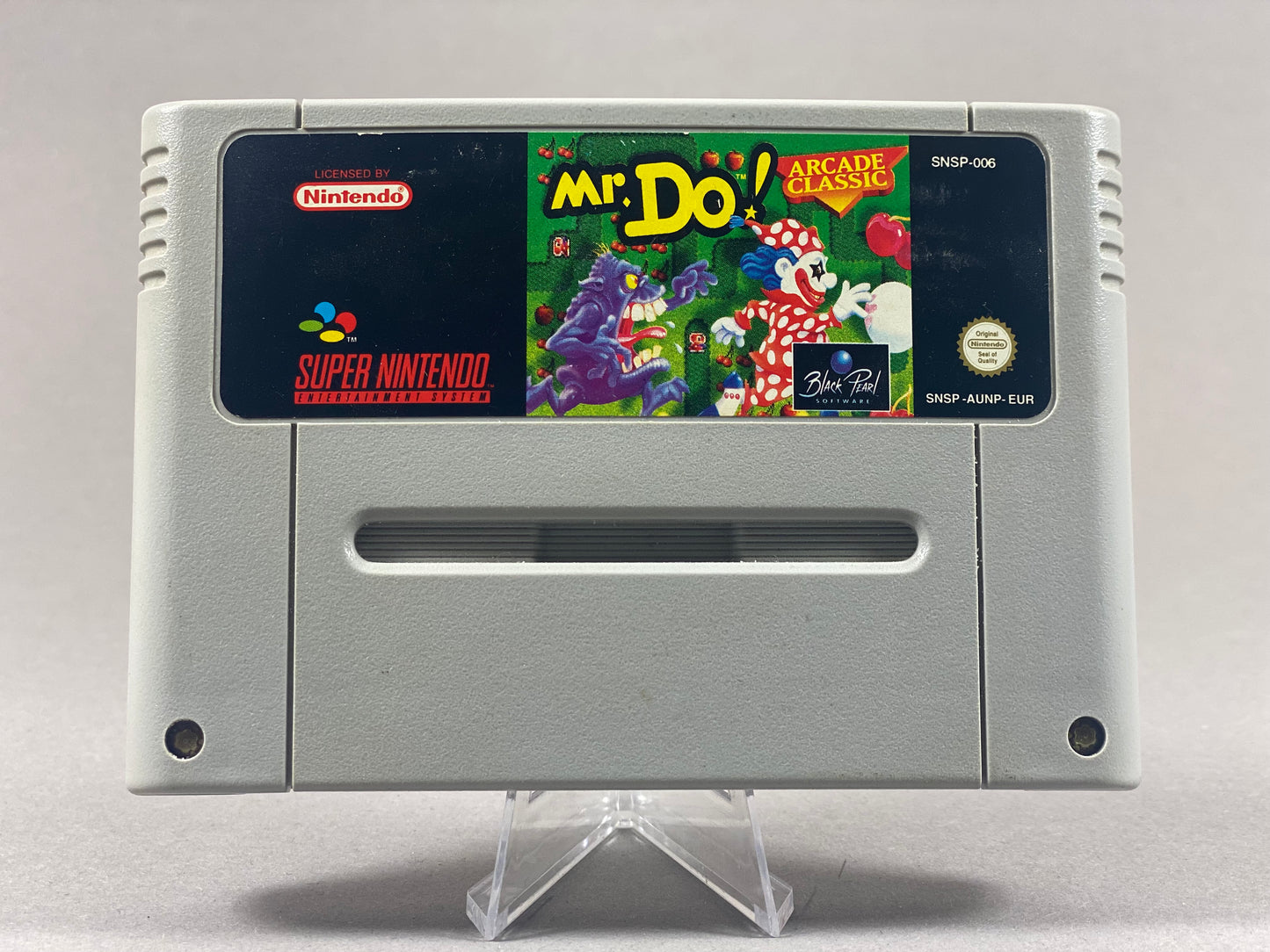 Super Nintendo Videospiel Mr. Do! Modul von vorne