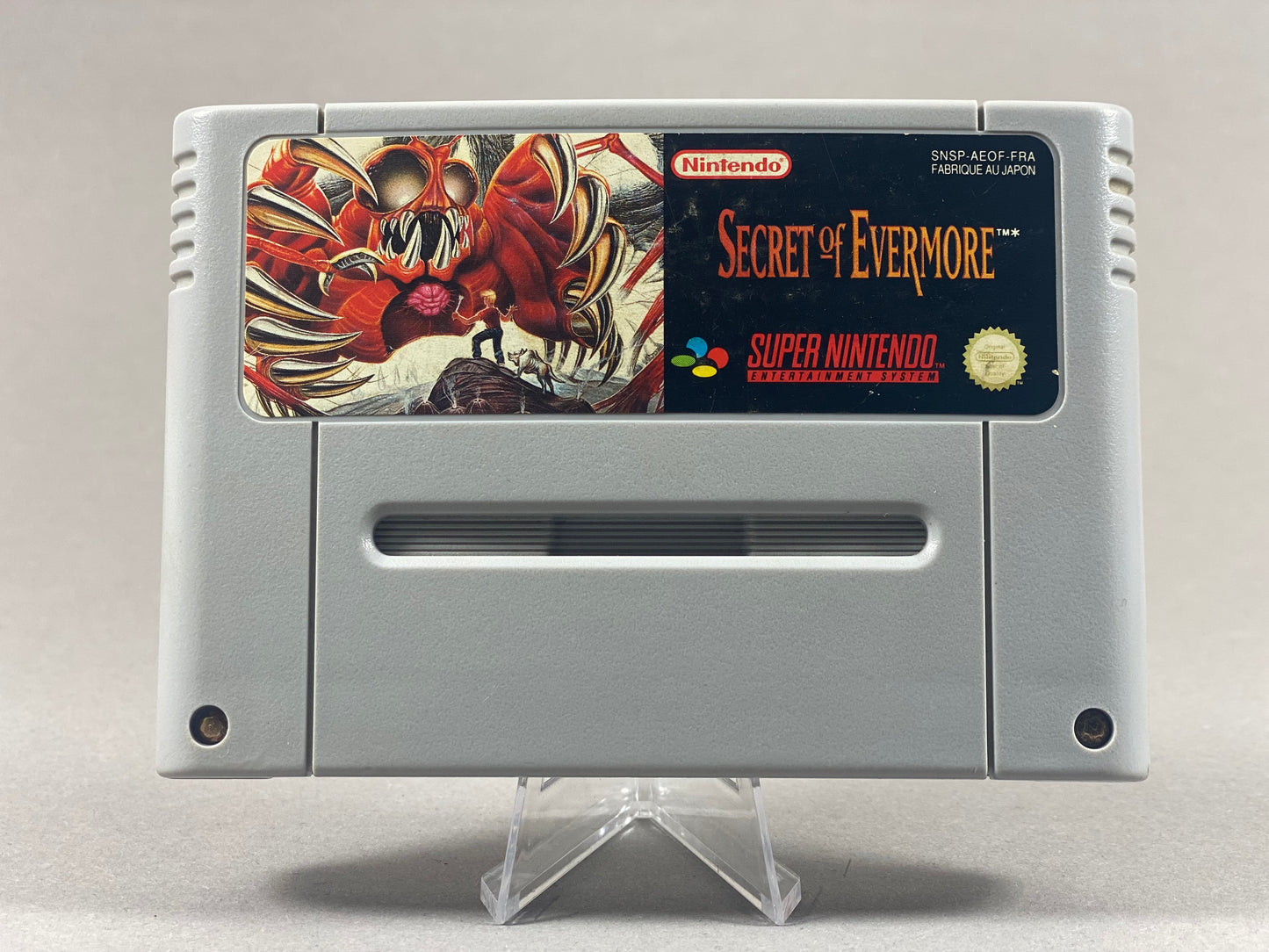 Super Nintendo Videospiel Secret of Evermore Modul von vorne
